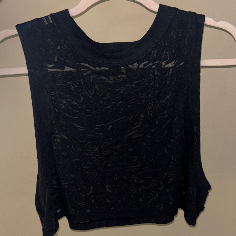 mesh veil cropped muscle tank